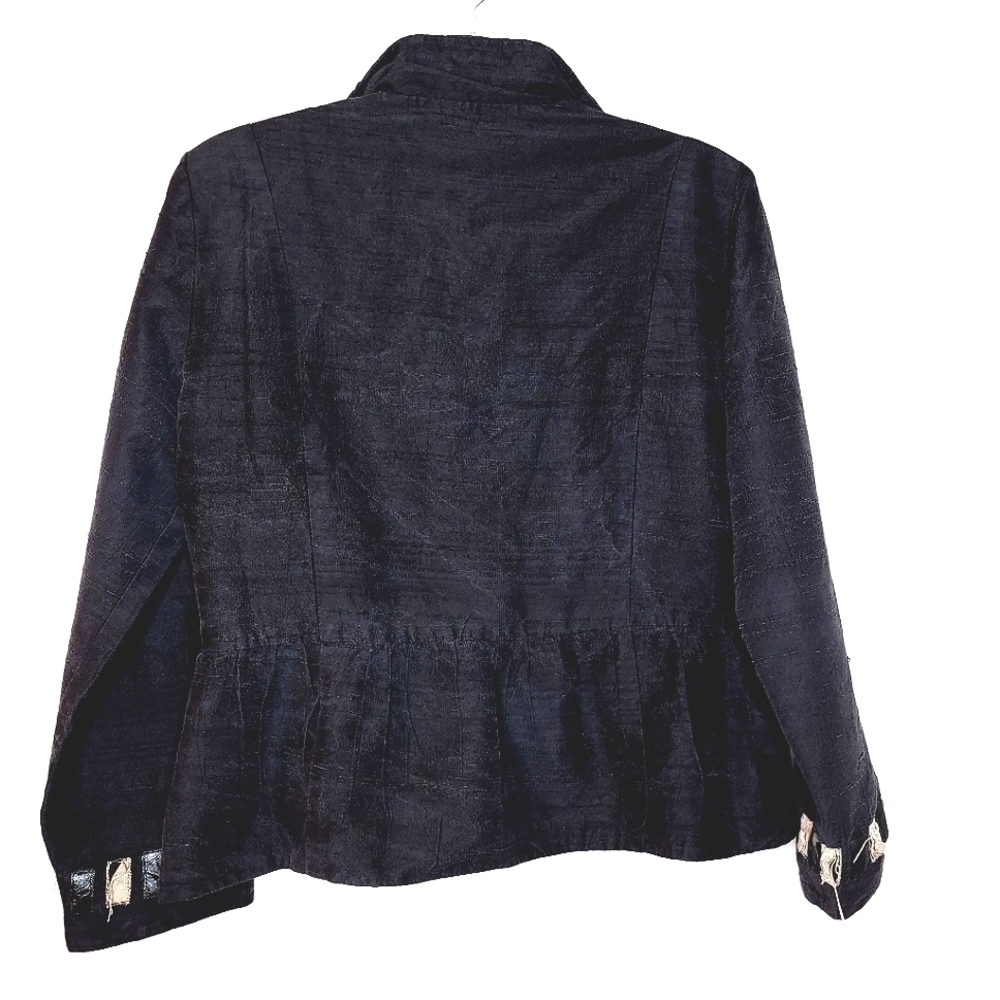 Anage Too vintage women's m black button down embellished sparkly geometric top - Picture 11 of 15
